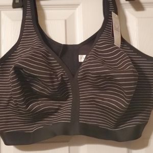 Cacique cotton no wire bra, 48DDD, Black w/ white stripes